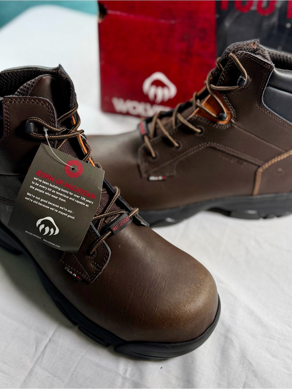 Wolverine Brown Waterproof Steel-Toe Work Boots